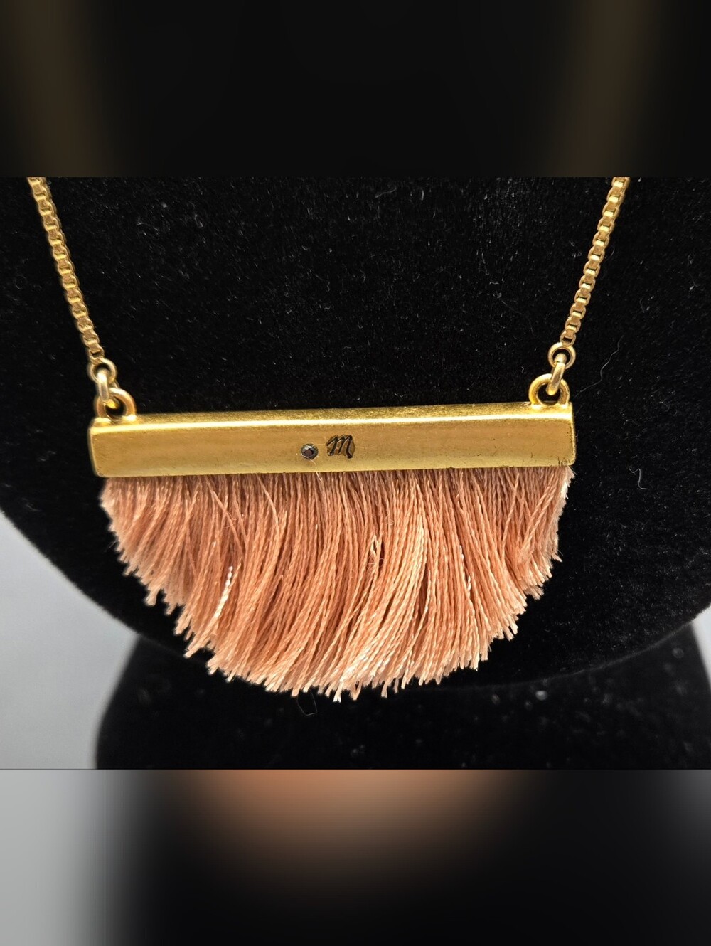 Madewell Dreamkeeper Necklace Gold Tone Bar w/ Fringe Adjustable